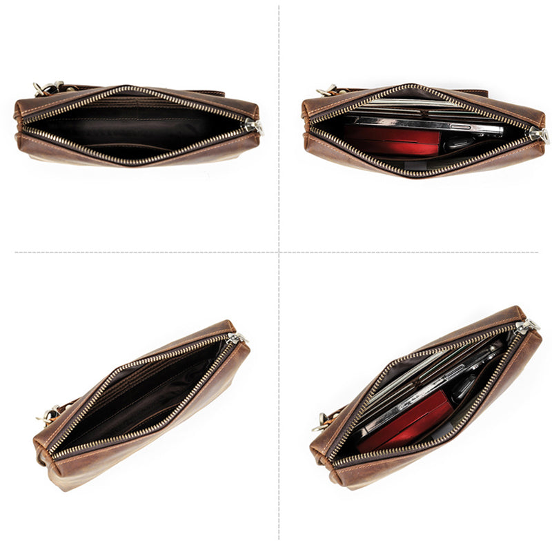 Genuine Leather RFID Card Wallet with Wrist Strap