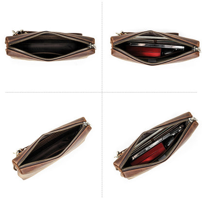 Genuine Leather RFID Card Wallet with Wrist Strap