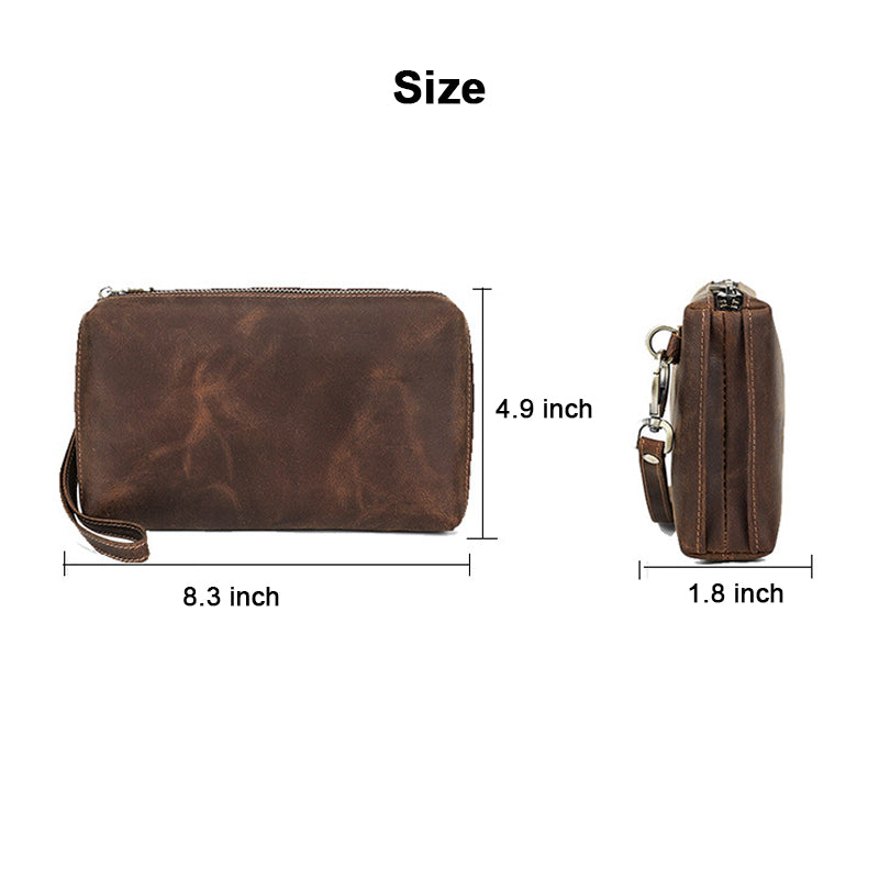 Genuine Leather RFID Card Wallet with Wrist Strap