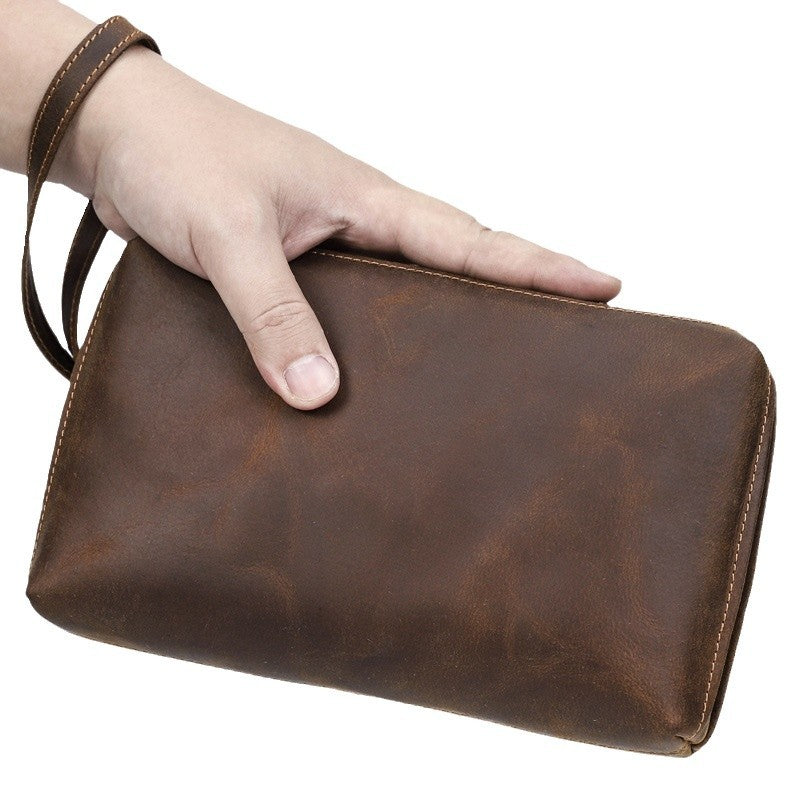 Genuine Leather RFID Card Wallet with Wrist Strap