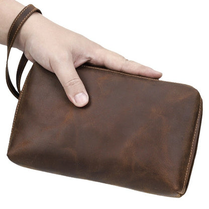 Genuine Leather RFID Card Wallet with Wrist Strap