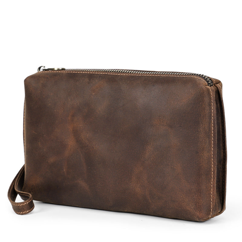 Genuine Leather RFID Card Wallet with Wrist Strap