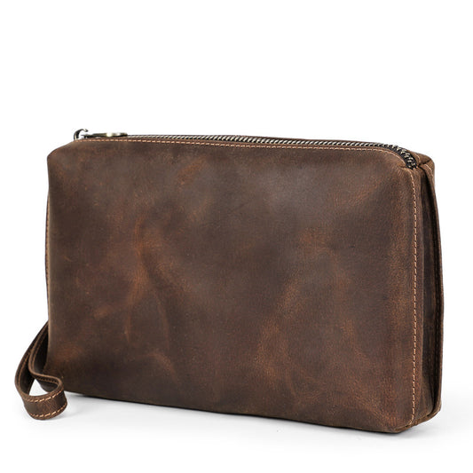 Genuine Leather RFID Card Wallet with Wrist Strap