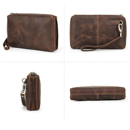 Genuine Leather RFID Card Wallet with Wrist Strap