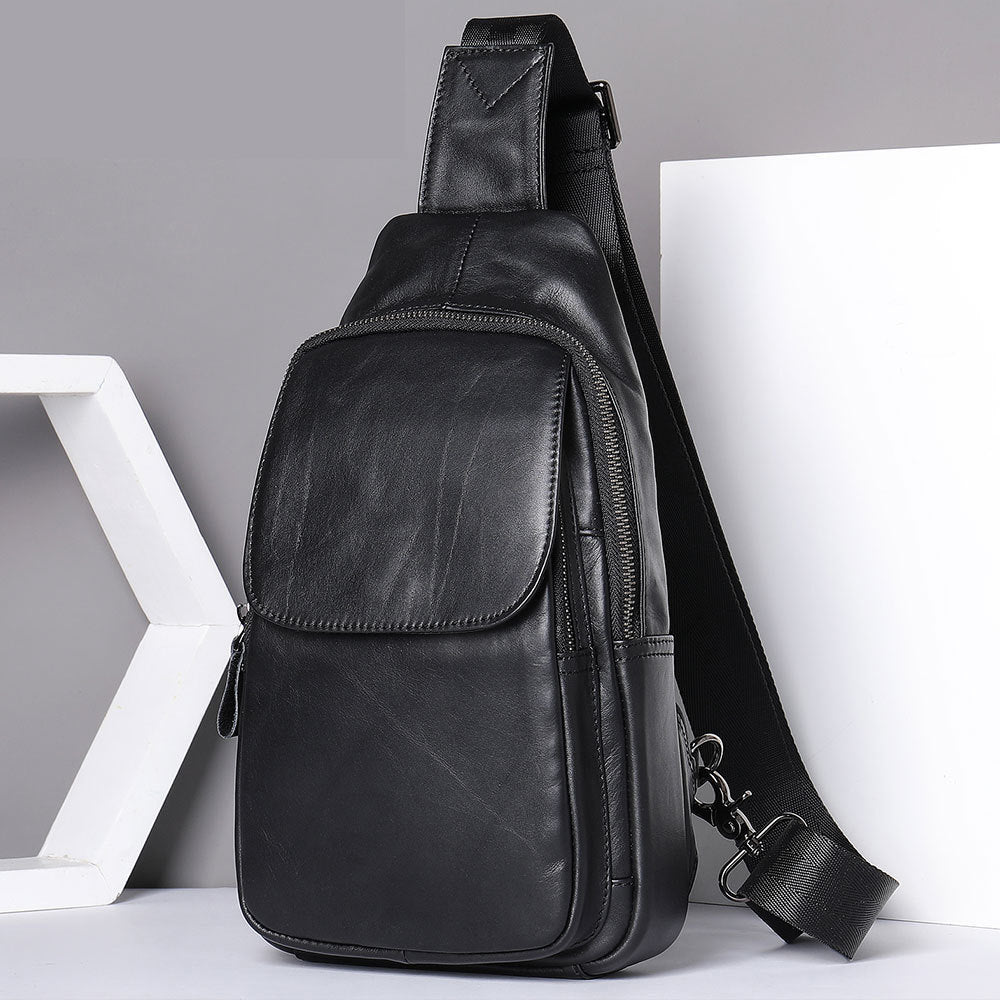 Genuine Leather Sling Crossbody Chest Bag