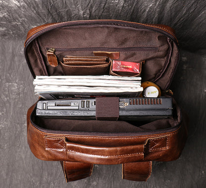 Genuine Leather Laptop Backpack For Men and Women