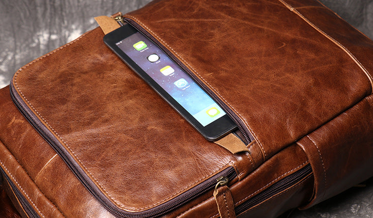 Genuine Leather Laptop Backpack For Men and Women