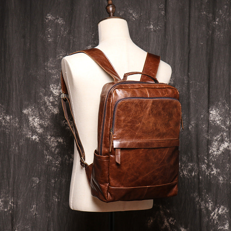 Genuine Leather Laptop Backpack For Men and Women
