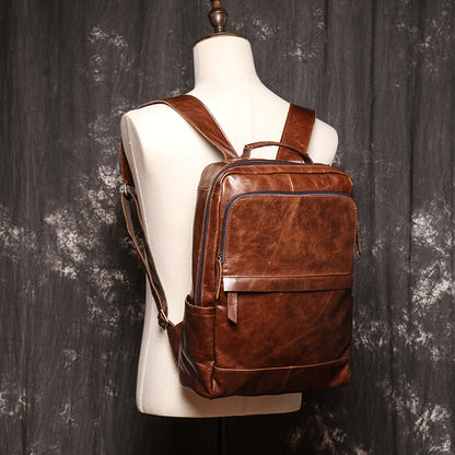 Genuine Leather Laptop Backpack For Men and Women