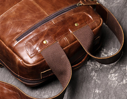 Genuine Leather Laptop Backpack For Men and Women
