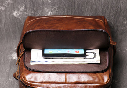 Genuine Leather Laptop Backpack For Men and Women