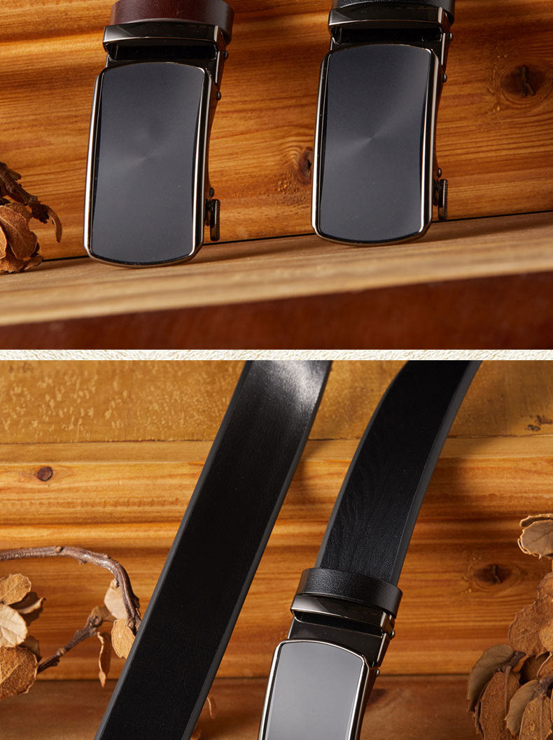 Handcrafted Men's Automatic Buckle Full-Grain Leather Belt