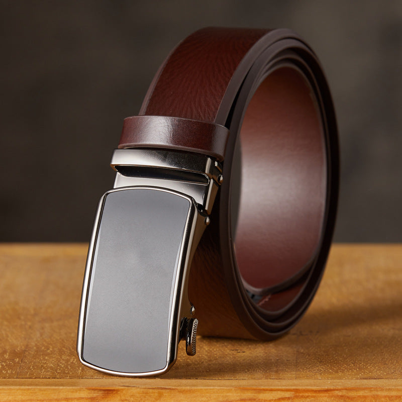 Handcrafted Men's Automatic Buckle Full-Grain Leather Belt