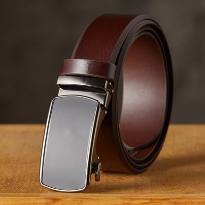 Handcrafted Men's Automatic Buckle Full-Grain Leather Belt