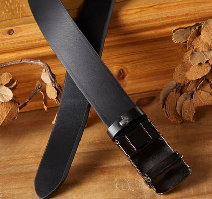 Handcrafted Men's Automatic Buckle Full-Grain Leather Belt