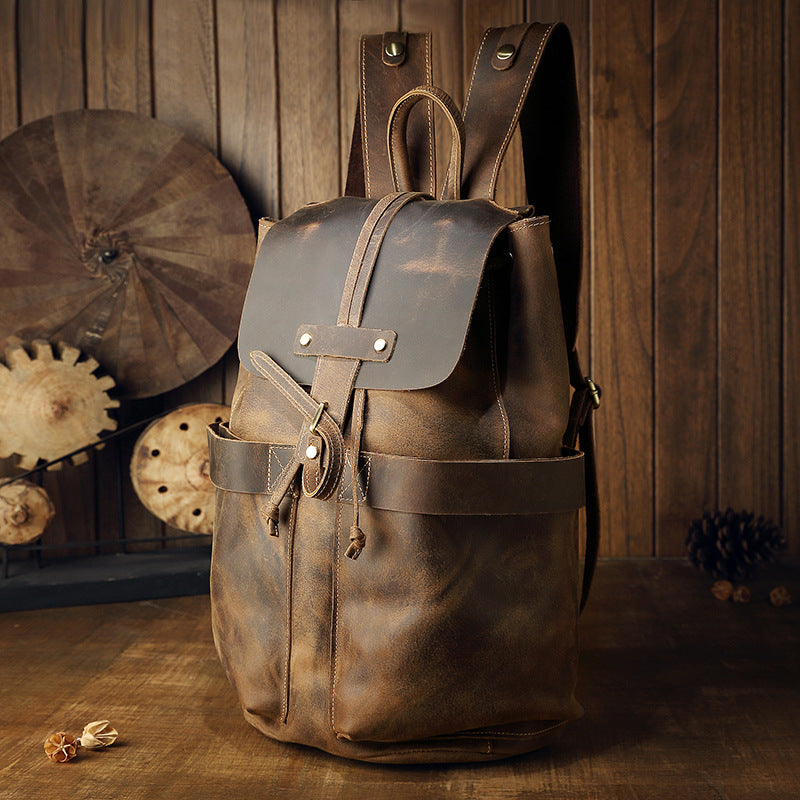 Handmade Full-Grain Leather Backpack for Men & Women