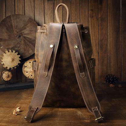Handmade Full-Grain Leather Backpack for Men & Women