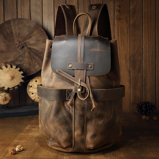 Handmade Full-Grain Leather Backpack for Men & Women