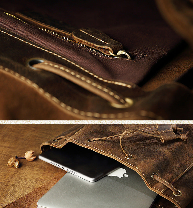 Handmade Full-Grain Leather Backpack for Men & Women