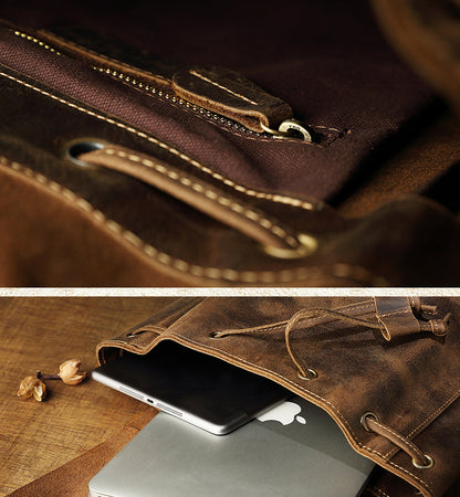 Handmade Full-Grain Leather Backpack for Men & Women