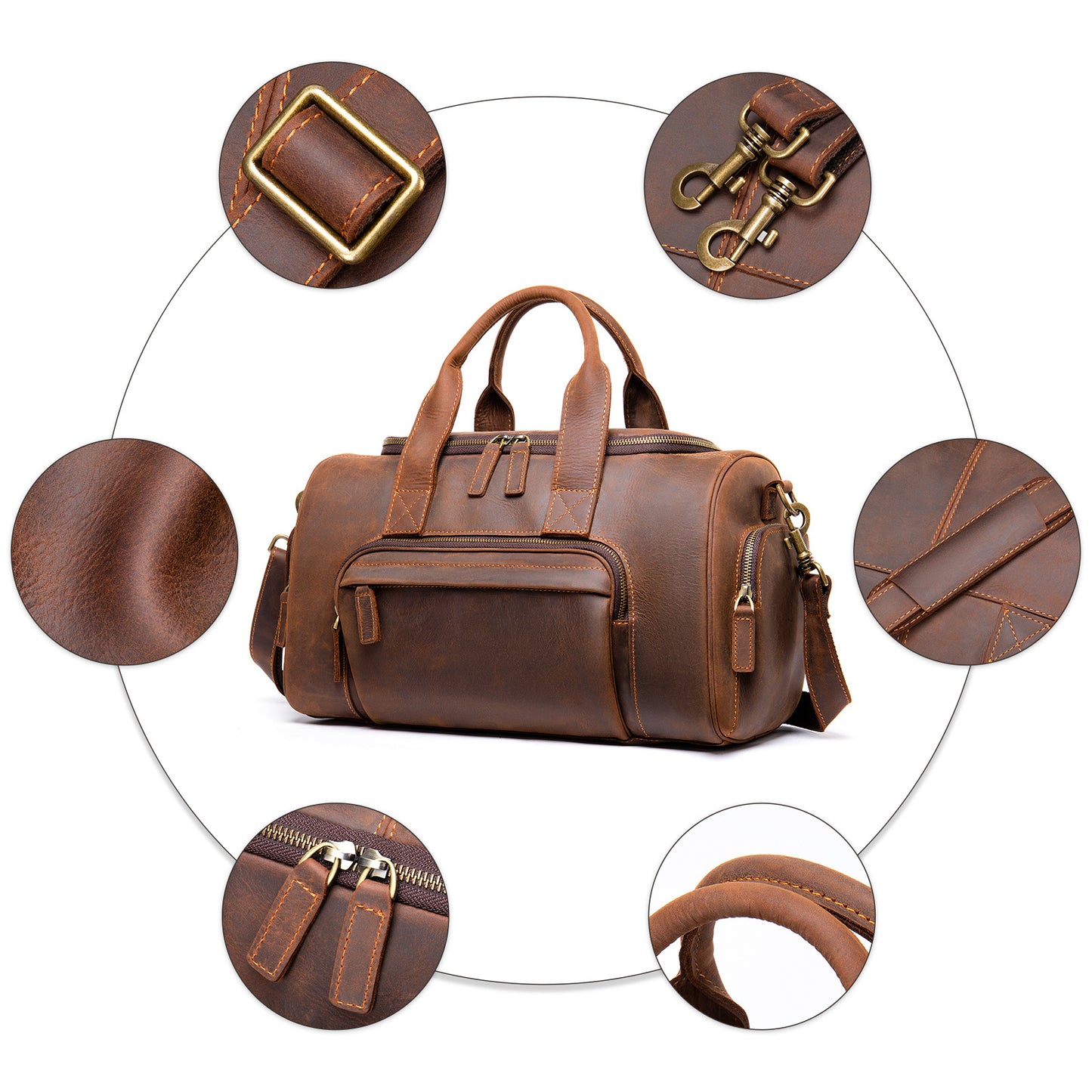 Handmade Leather Travel Duffel Bag