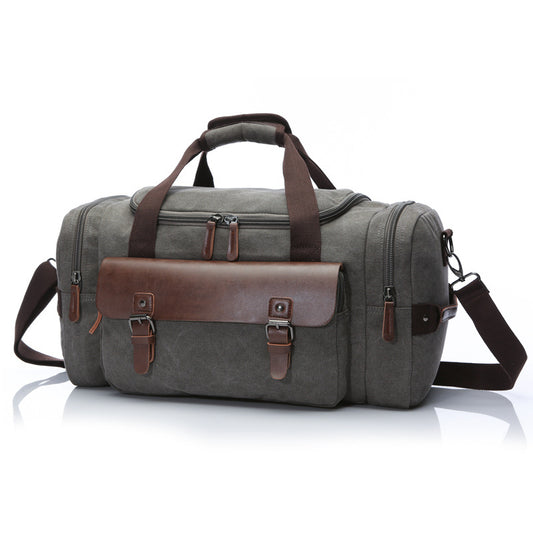 Large Waxed Canvas Leather Travel Duffel Bag