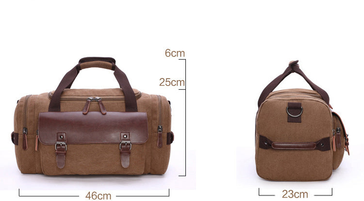 Large Waxed Canvas Leather Travel Duffel Bag