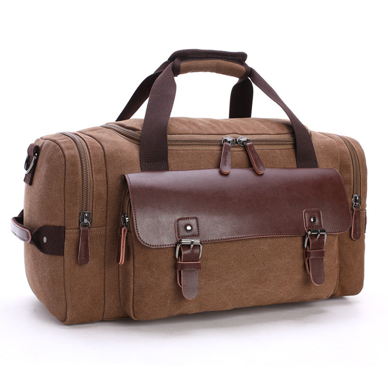 Large Waxed Canvas Leather Travel Duffel Bag