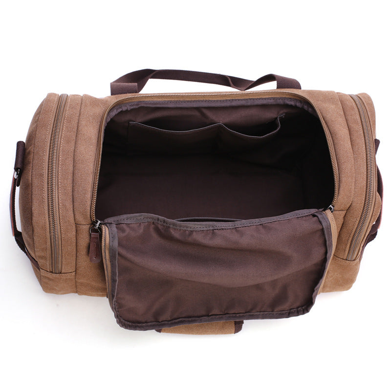 Large Waxed Canvas Leather Travel Duffel Bag