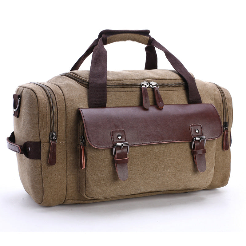 Large Waxed Canvas Leather Travel Duffel Bag