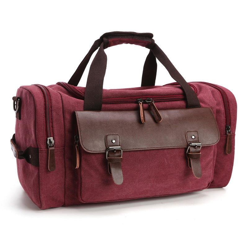 Large Waxed Canvas Leather Travel Duffel Bag