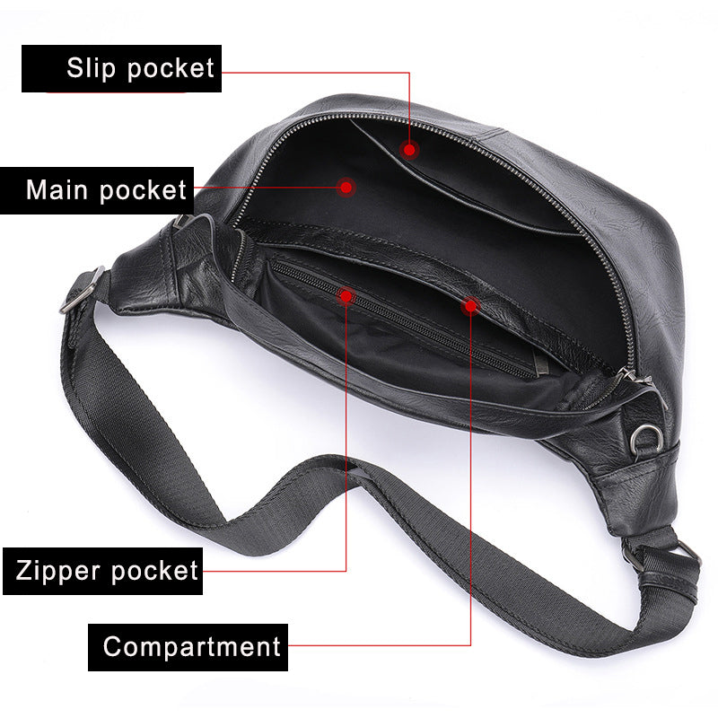 Leather Bum Bag for Travel Sports Hiking Cycling