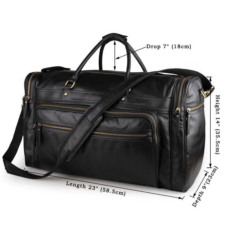 Oversized Carry On Bag Full Grain Leather Travel Duffel Bag