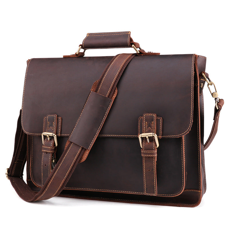 Leather Briefcase for Men and Women, Fit 15.6-inch Laptop