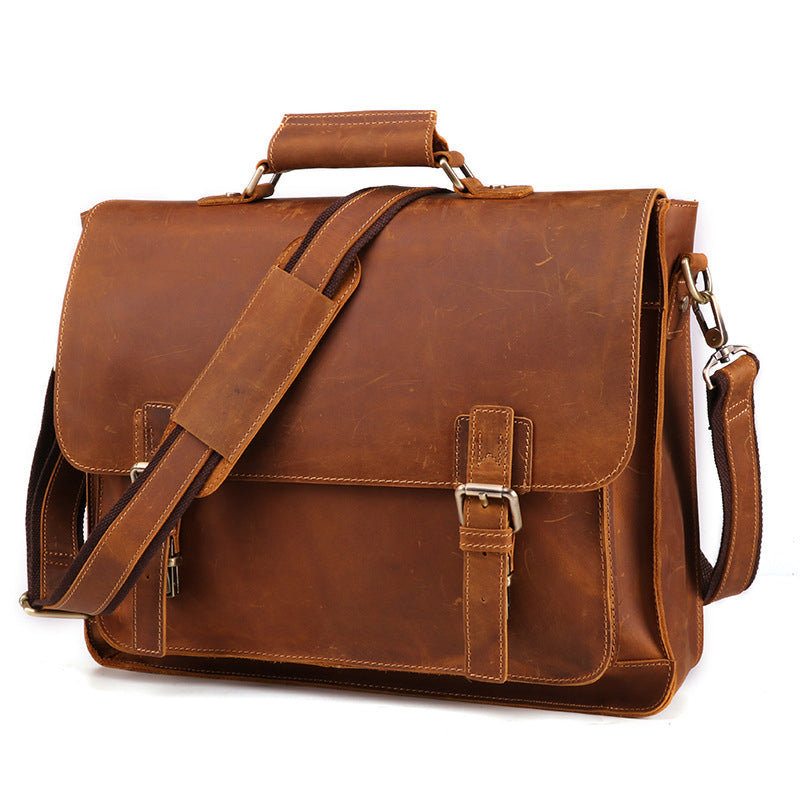 Leather Briefcase for Men and Women, Fit 15.6-inch Laptop