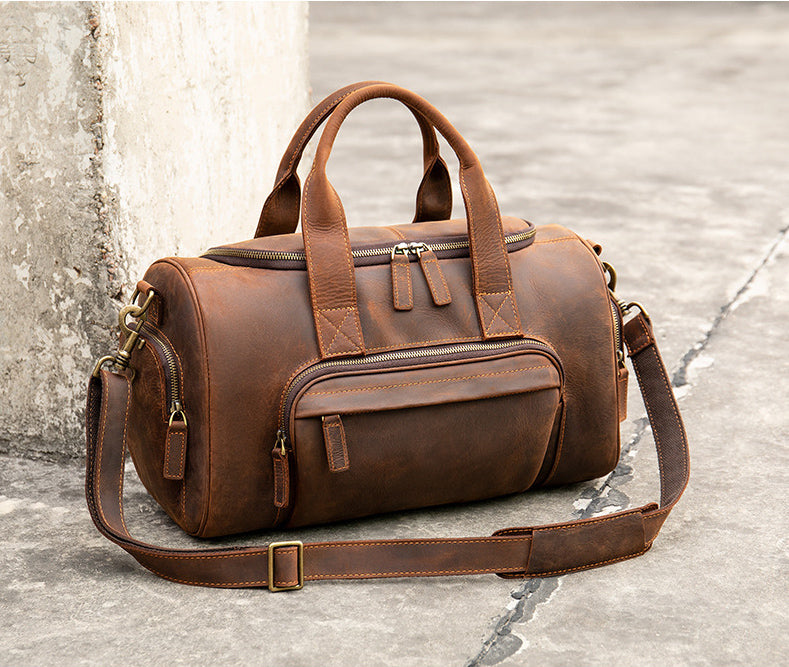 Handmade Leather Travel Duffel Bag