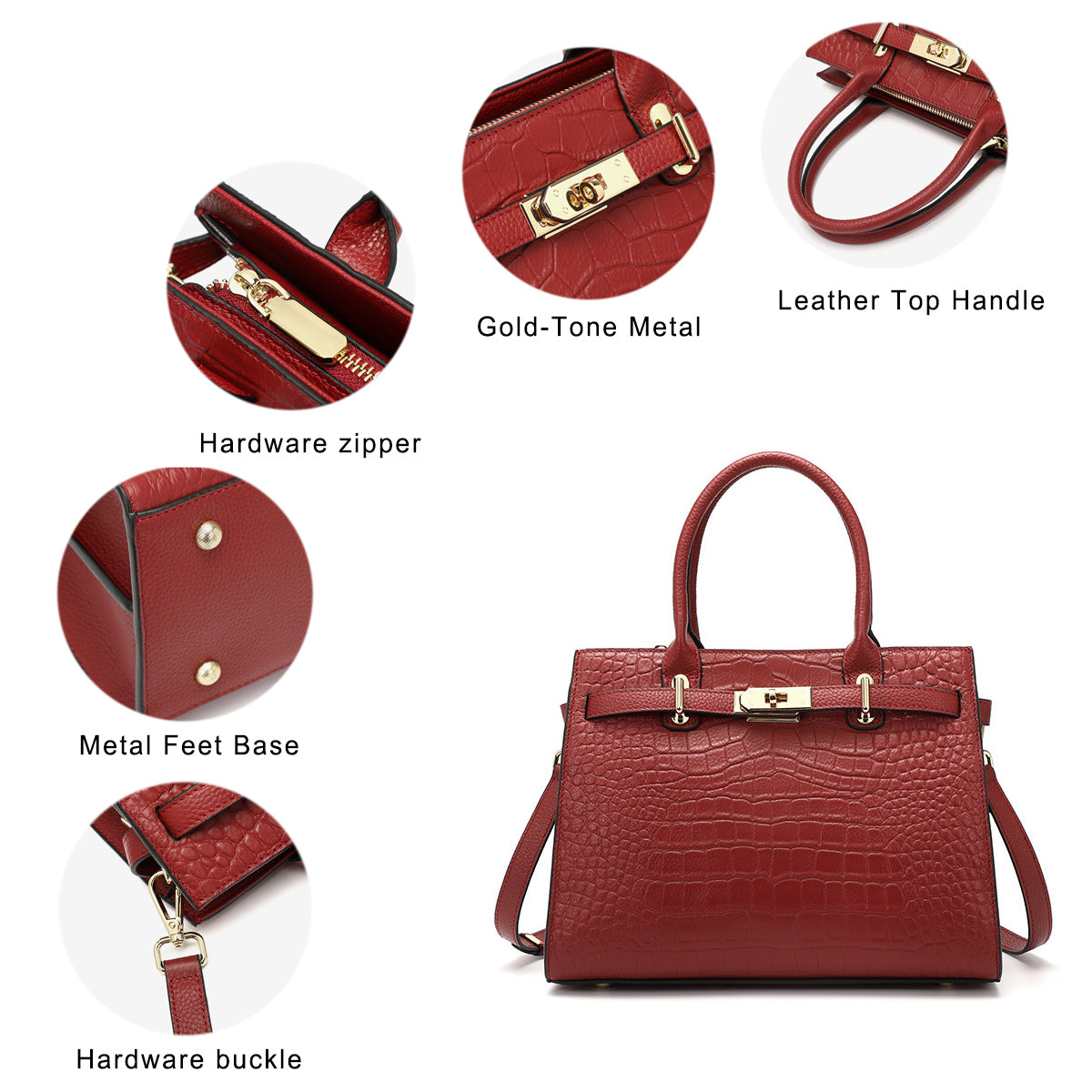 Leather Crossbody Satchel Bag for Women