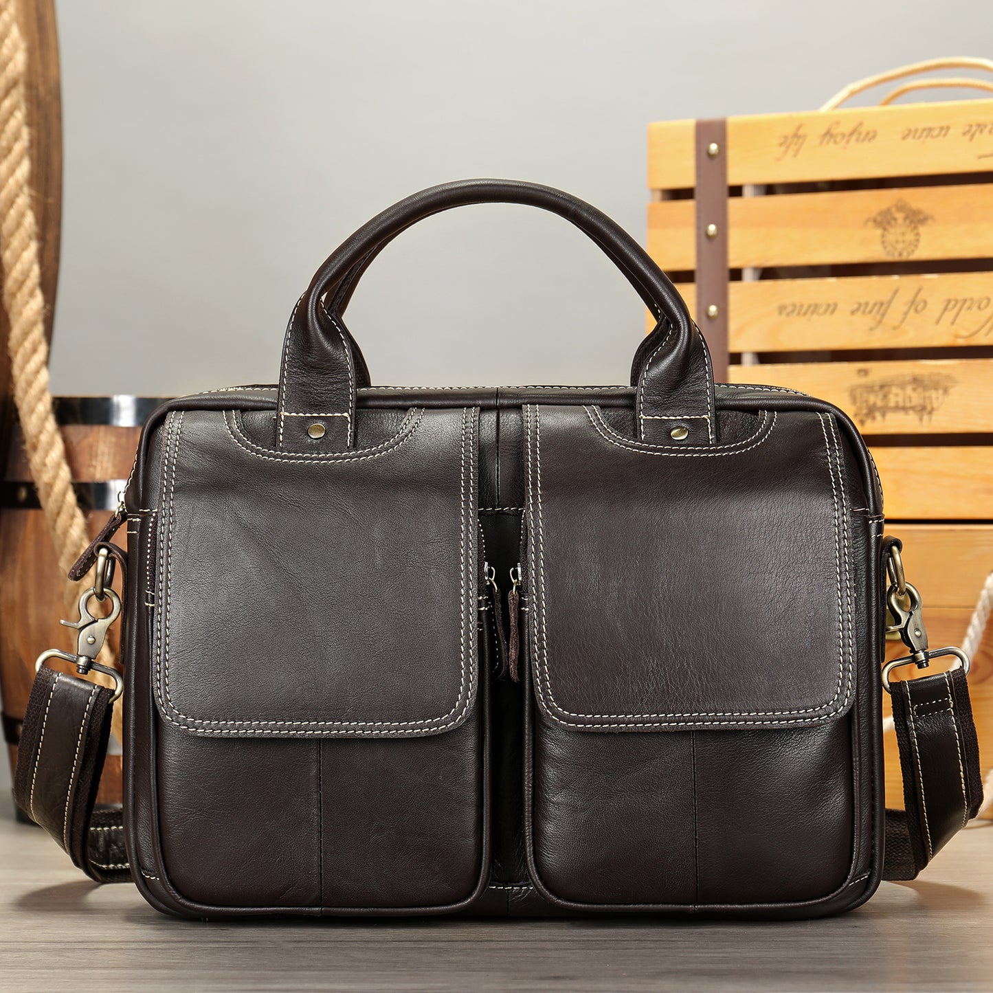 Men's Genuine Leather Laptop Messenger Bags