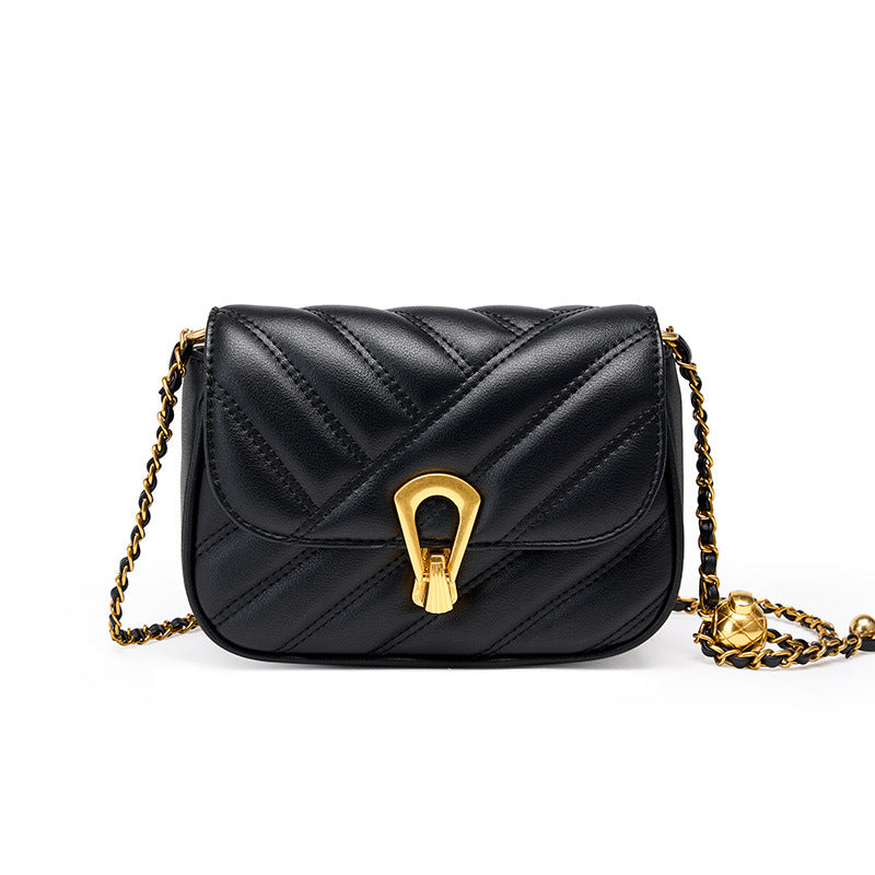 Leather Small Chain Crossbody Bag for Women