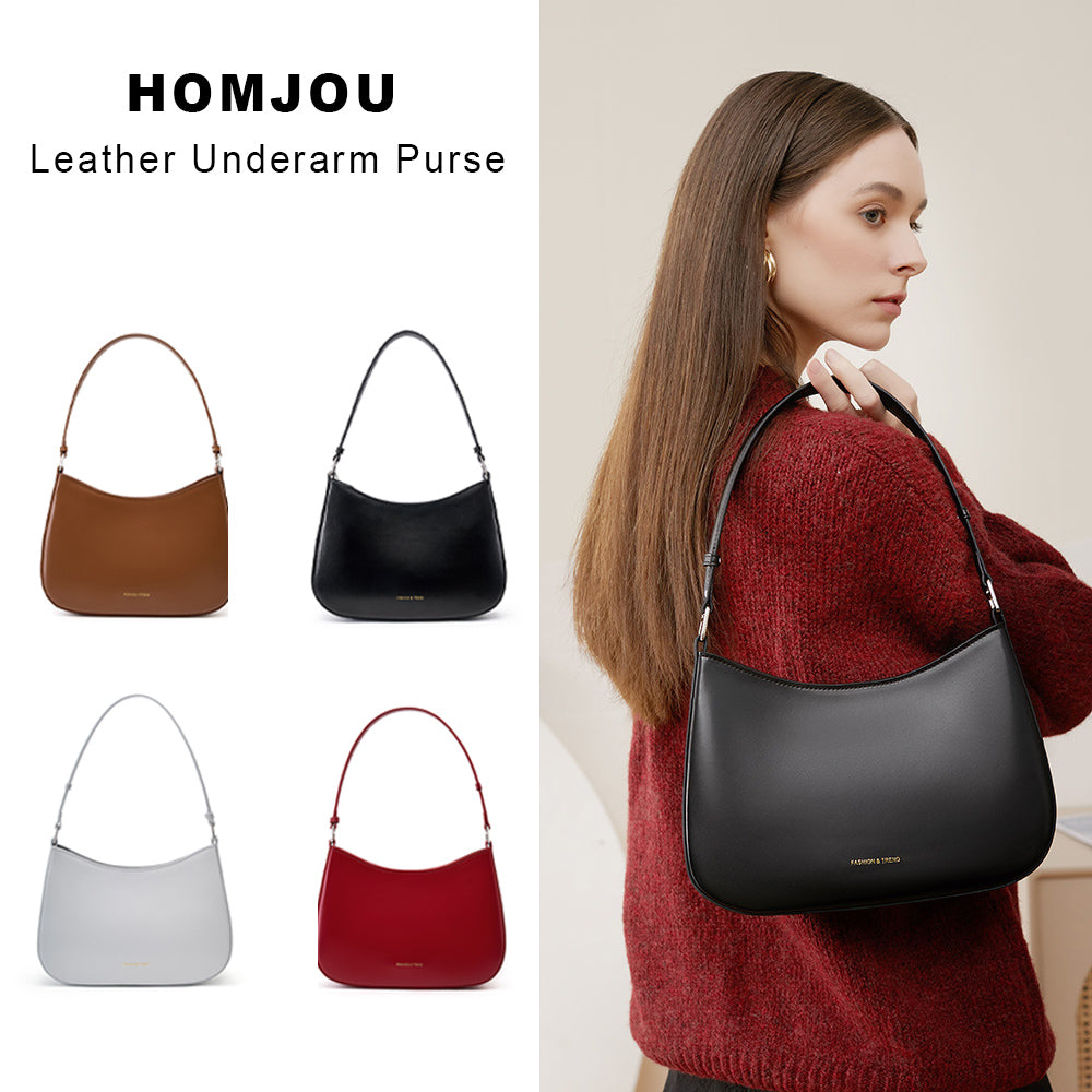 Leather Underarm Purse for Work Shopping Travel