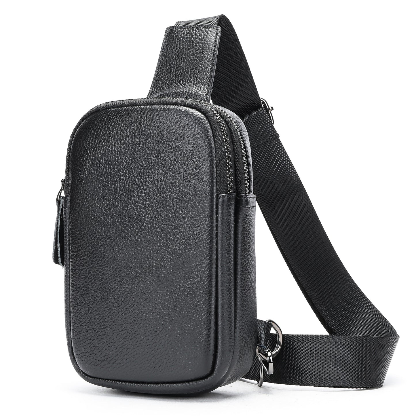 Men's Black Leather Sling Bag