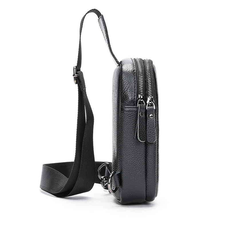 Men's Black Leather Sling Bag