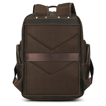 Men's Full-Grain Leather Travel Laptop Backpack