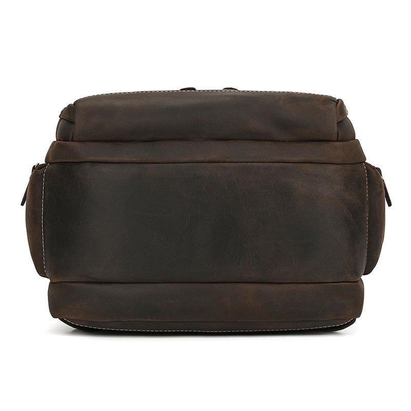 Men's Full-Grain Leather Travel Laptop Backpack