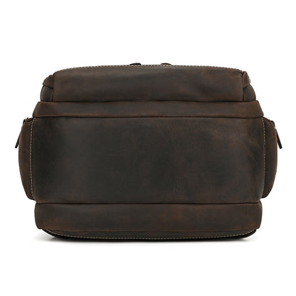 Men's Full-Grain Leather Travel Laptop Backpack