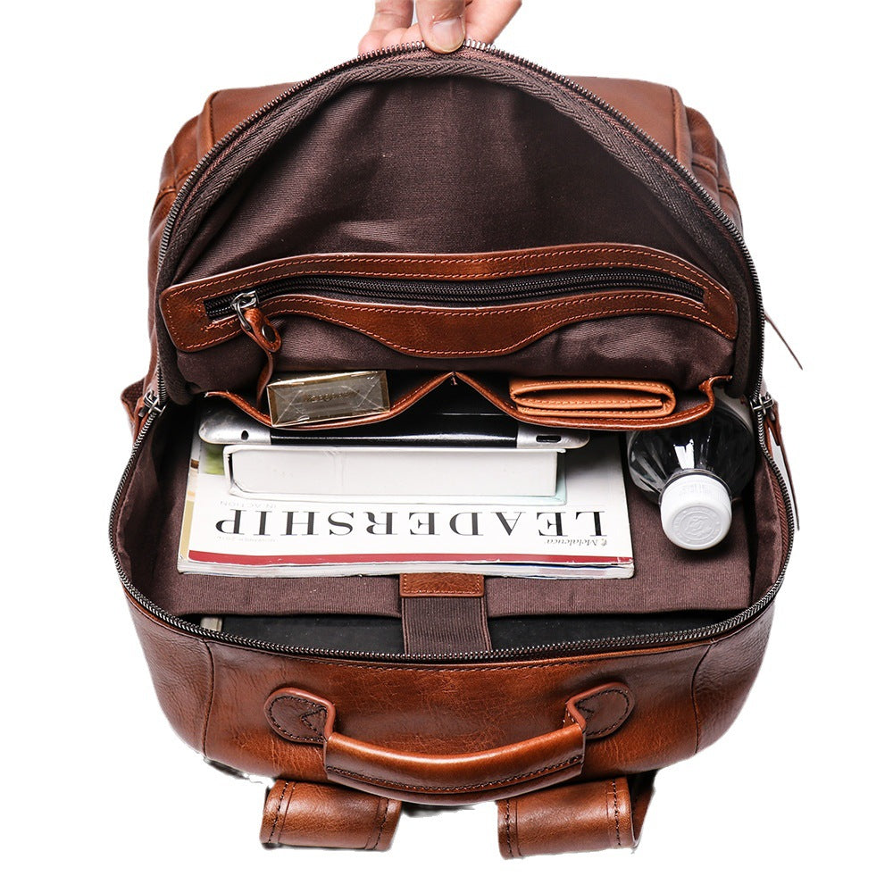 Men's Genuine Leather Backpack Purse