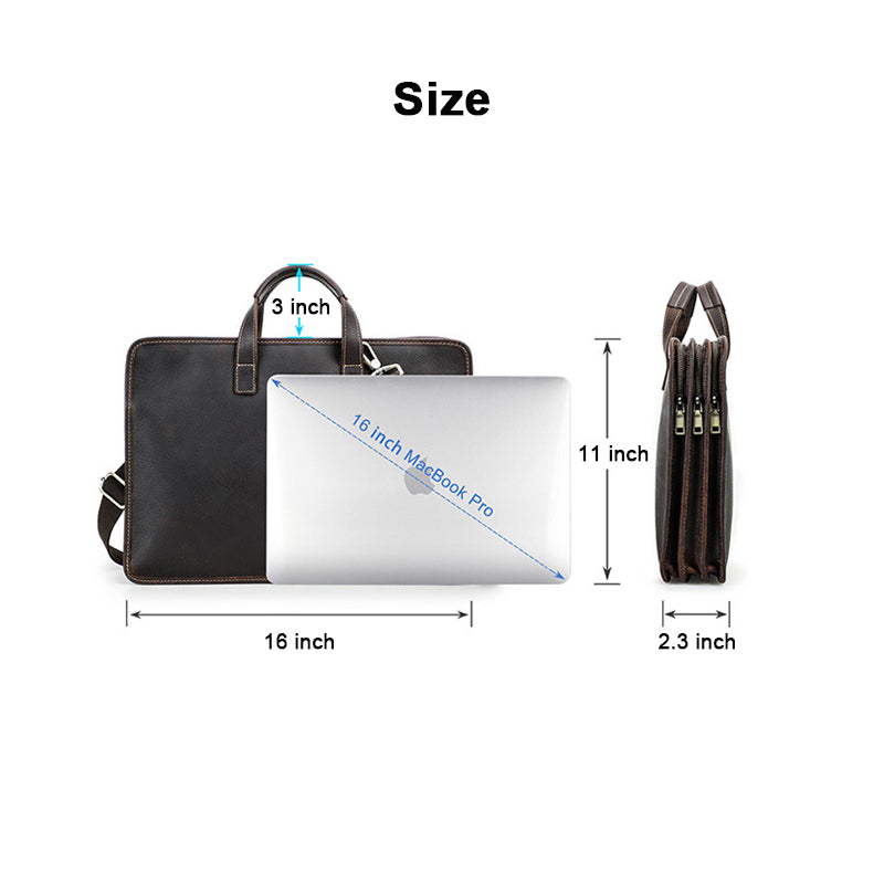 Men's Genuine Leather Laptop Briefcase
