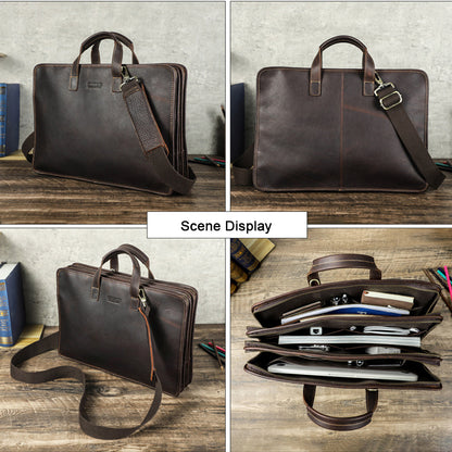 Men's Genuine Leather Laptop Briefcase