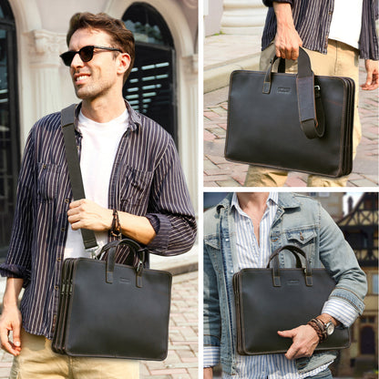Men's Genuine Leather Laptop Briefcase
