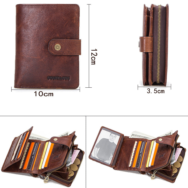 Leather Wallet RFID Blocking Card Case Holder with ID Window